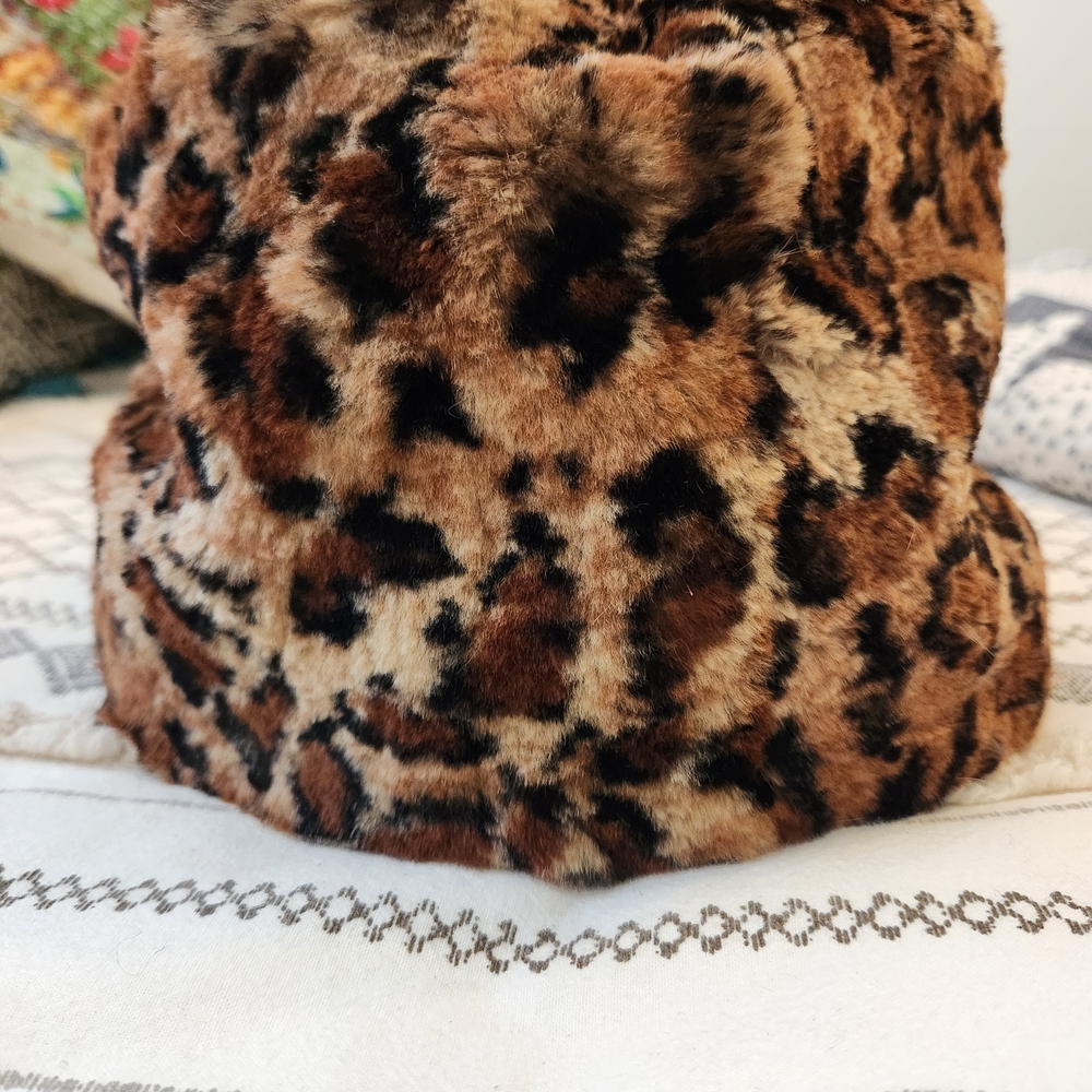 Adrienne Landau Faux Fur Hat with Brown Accents